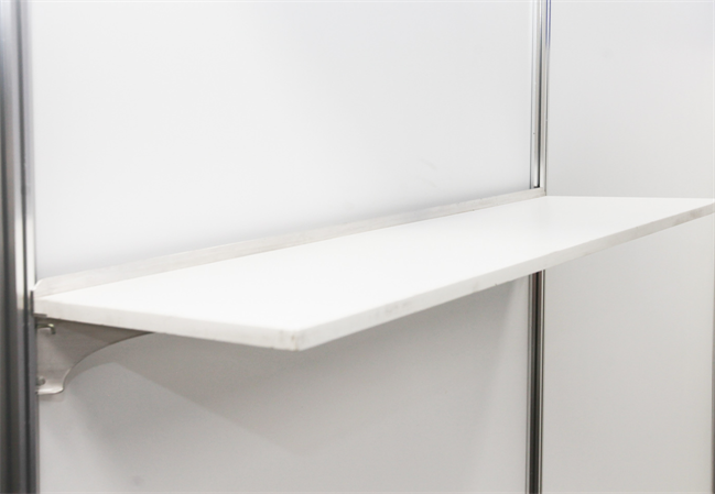 WHITE 1m Octanorm FLAT shelf (incl. 2 brackets) 4kg load limit