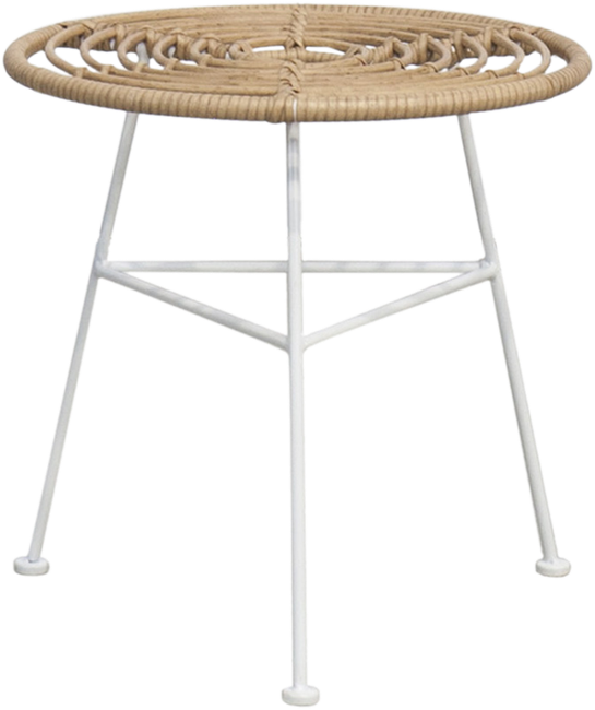 Capri Side Table - White Legs  - Natural - 45cm Rnd